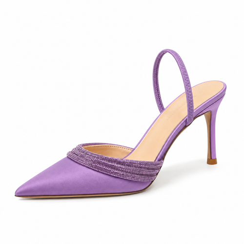 Point Toe Rhinestone Detail Stiletto Pumps
