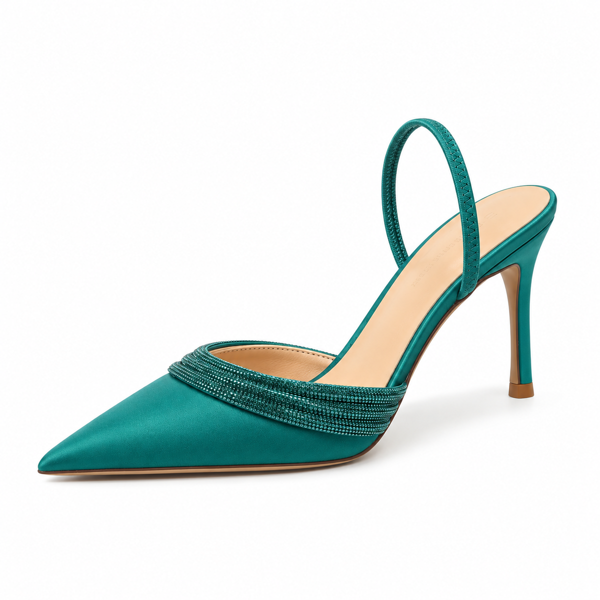 Point Toe Rhinestone Detail Stiletto Pumps