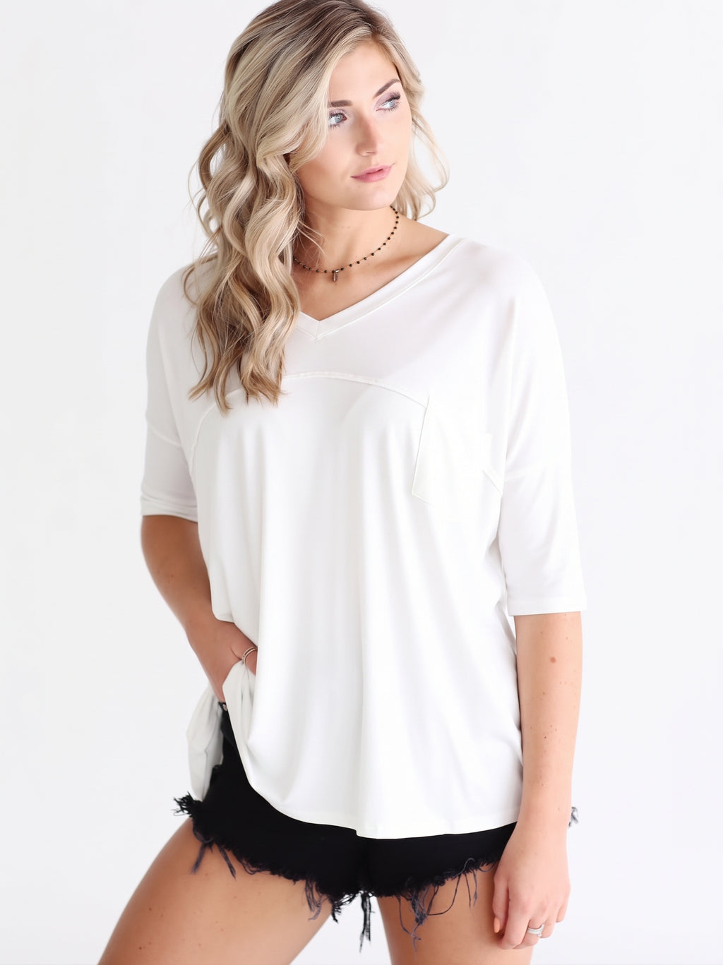 Ivory Dlmn Color Block Pocket Tee