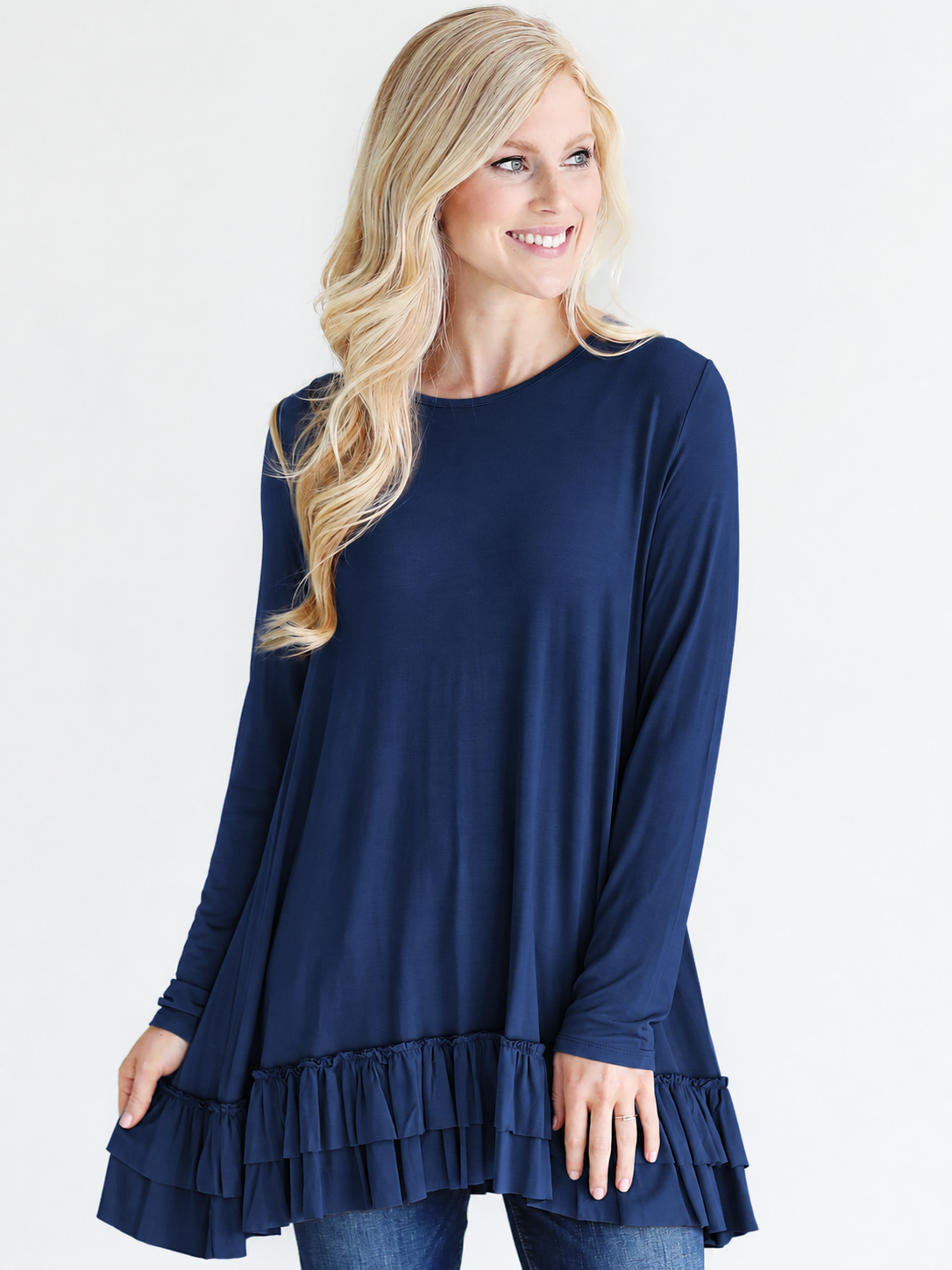 Taupe Dlmn Double Ruffle Tunic