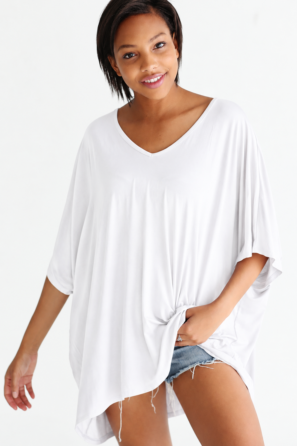 Dove Gray Dlmn Slouchy Oversized Top