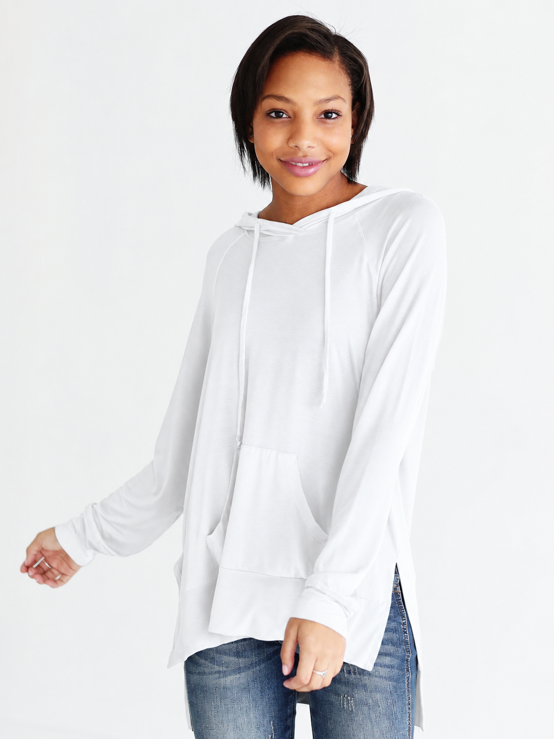 Midnight Teal Dlmn Lightweight Side-slit Hoodie Sweatshirt