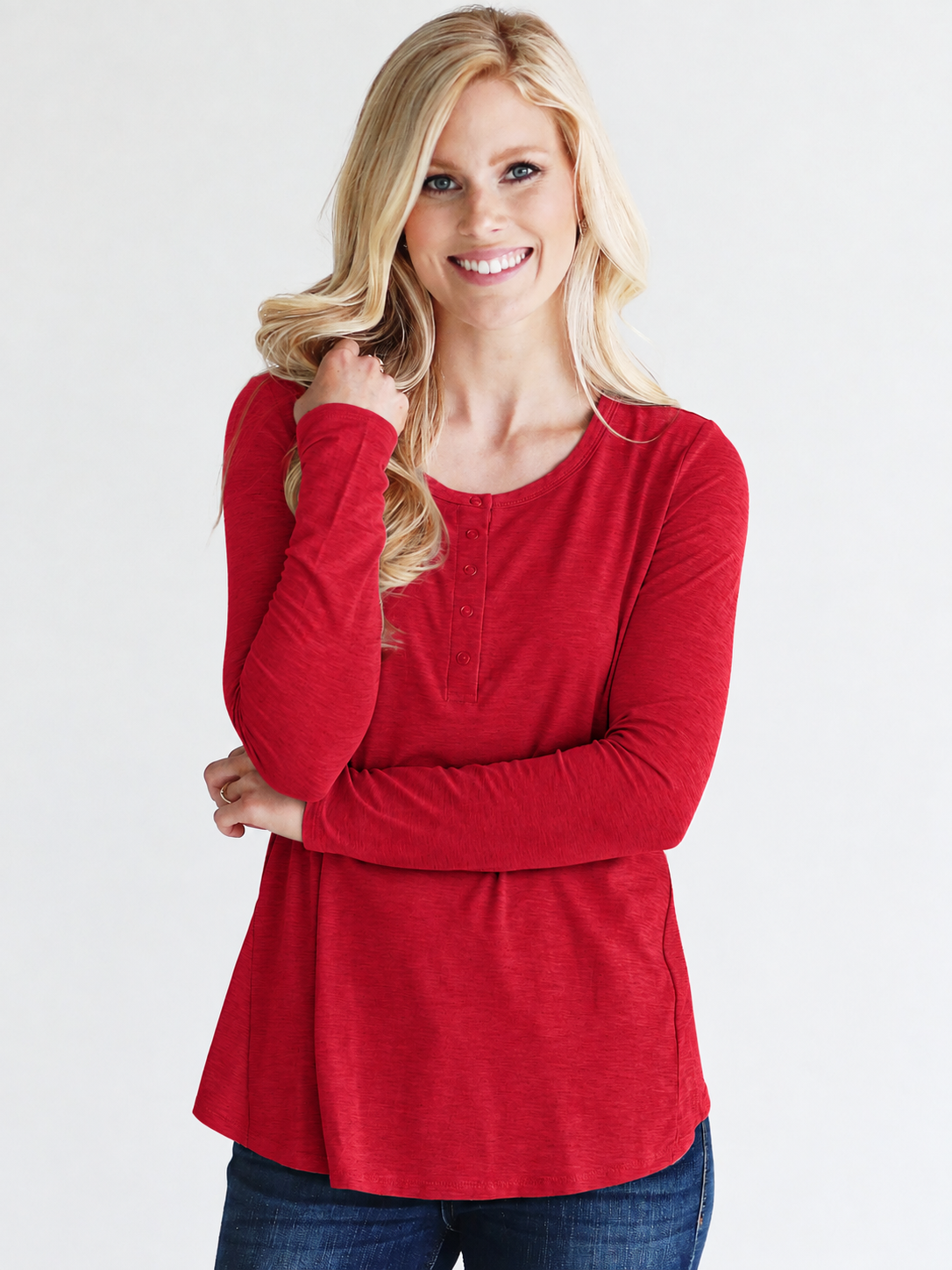 Heather Gray Dlmn Long Sleeve Henley Top