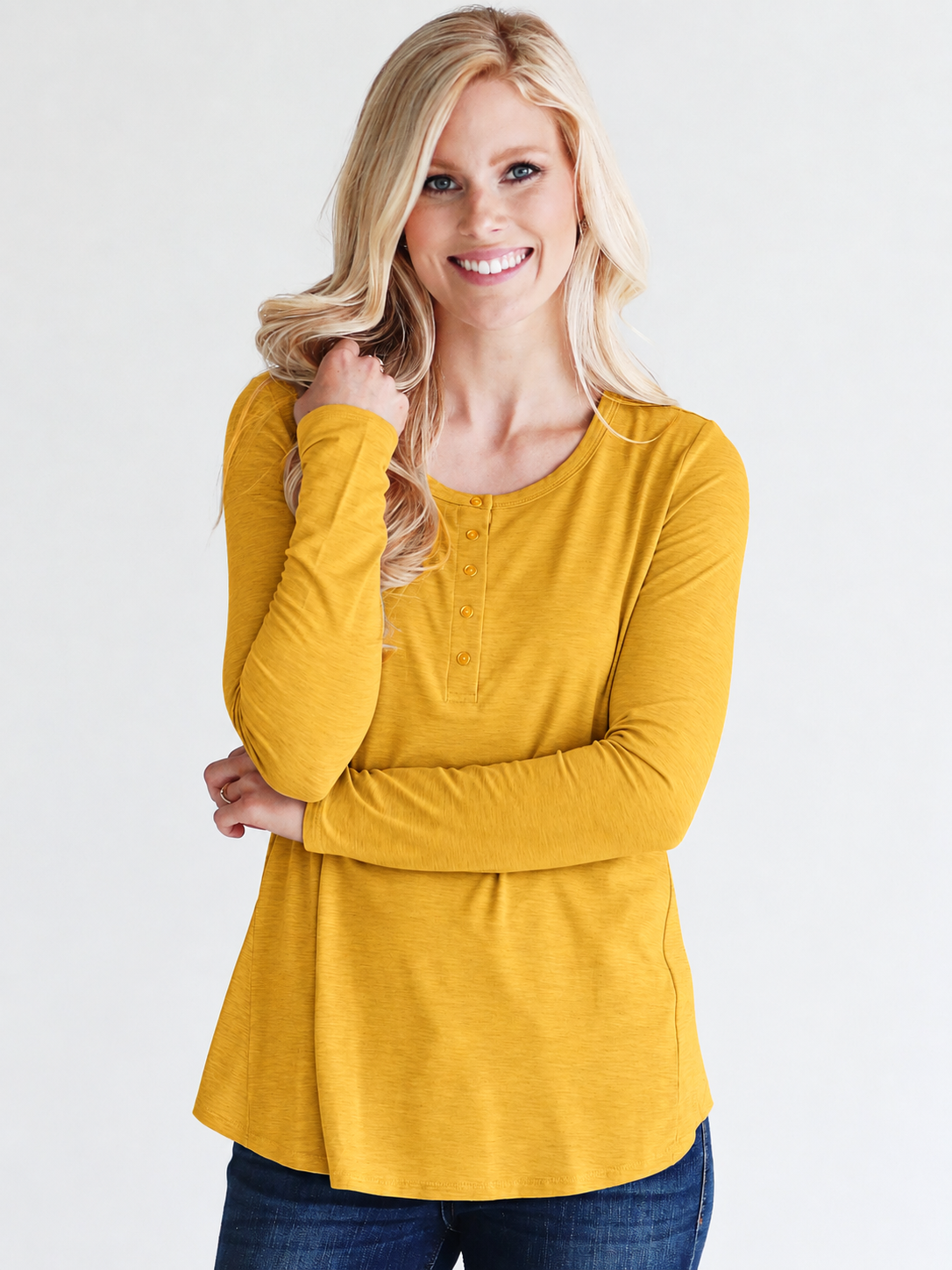 Heather Gray Dlmn Long Sleeve Henley Top