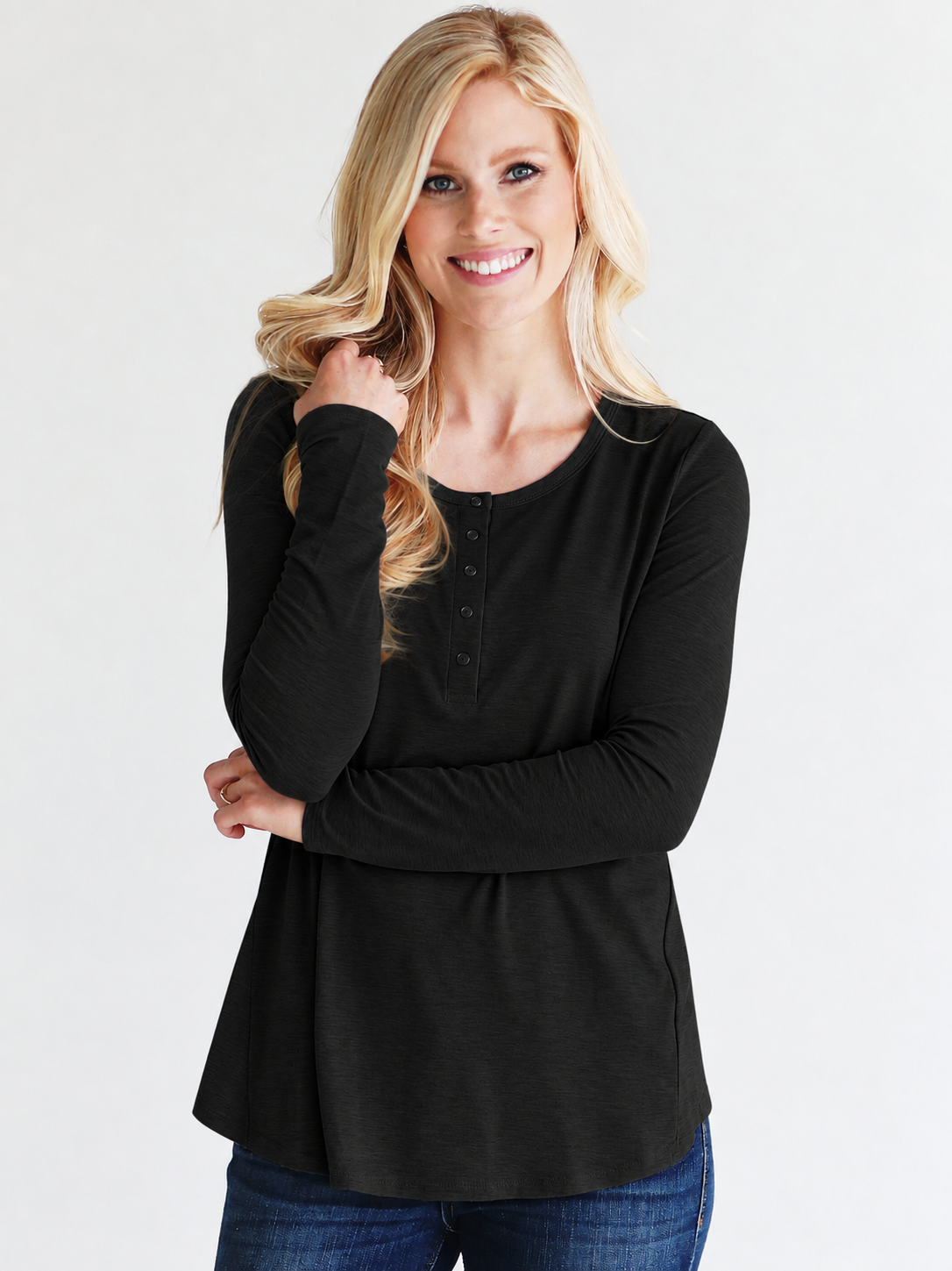 Heather Gray Dlmn Long Sleeve Henley Top