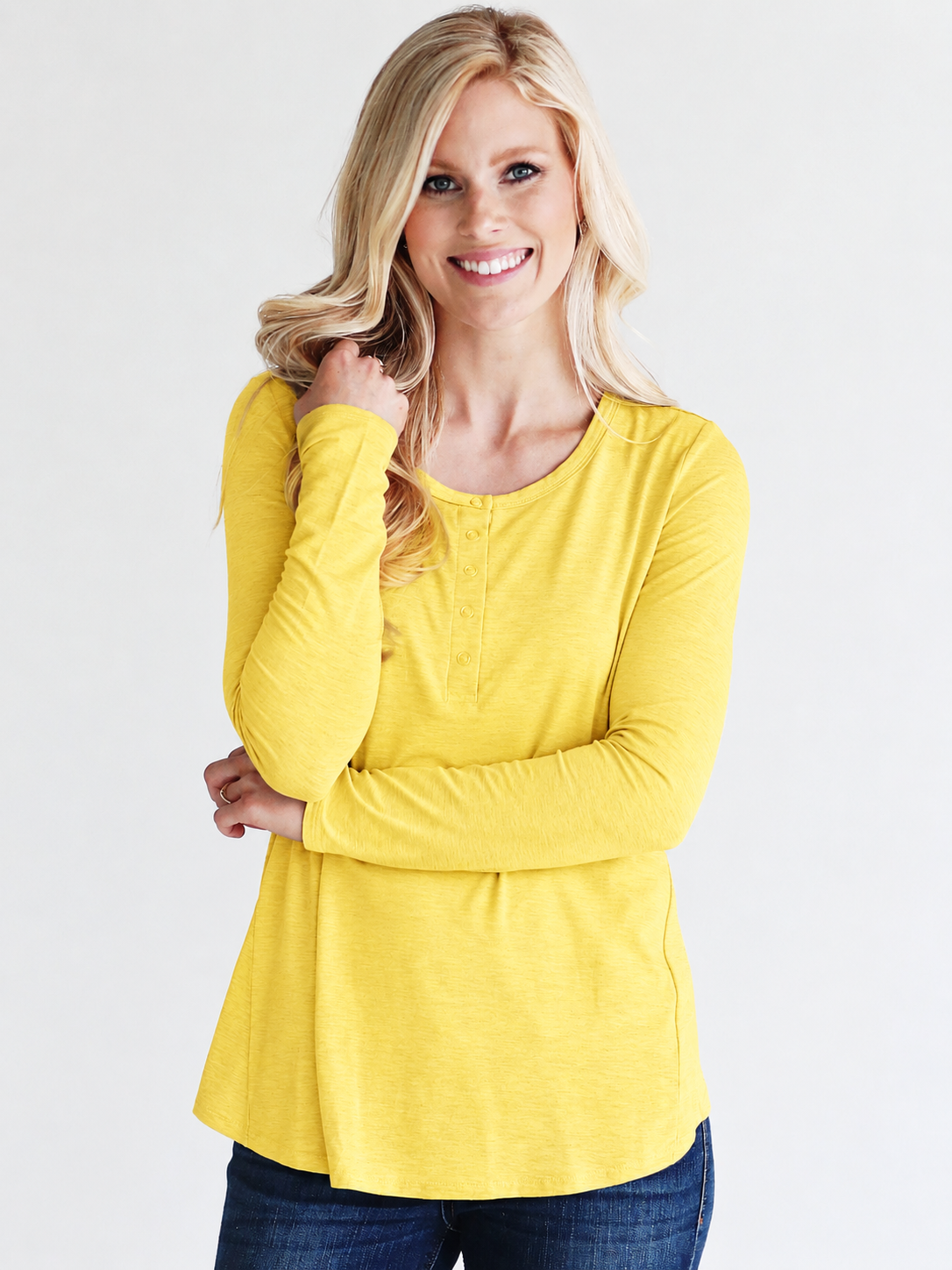 Heather Gray Dlmn Long Sleeve Henley Top