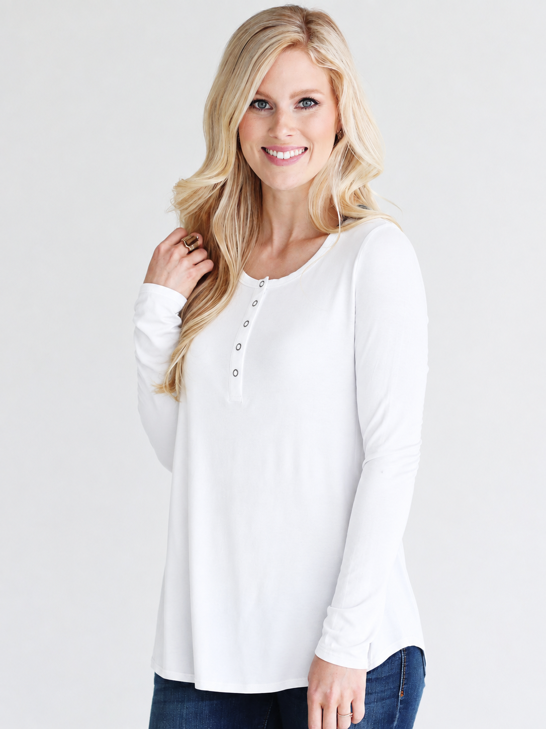 Navy Dlmn Long Sleeve Henley Top