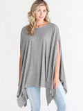 Heather Gray Dlmn Handkerchief Poncho Top