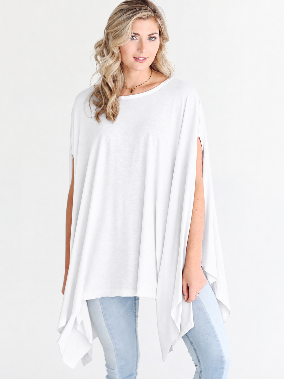 Heather Gray Dlmn Handkerchief Poncho Top