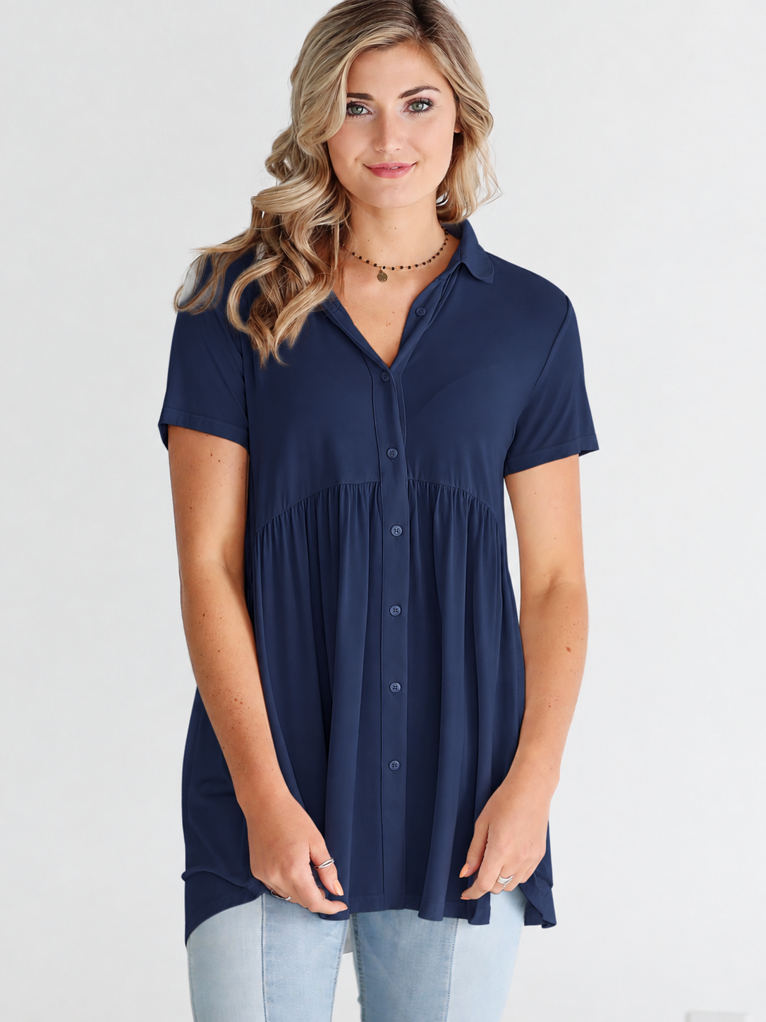 Ivory Dlmn Button Up Babydoll Top