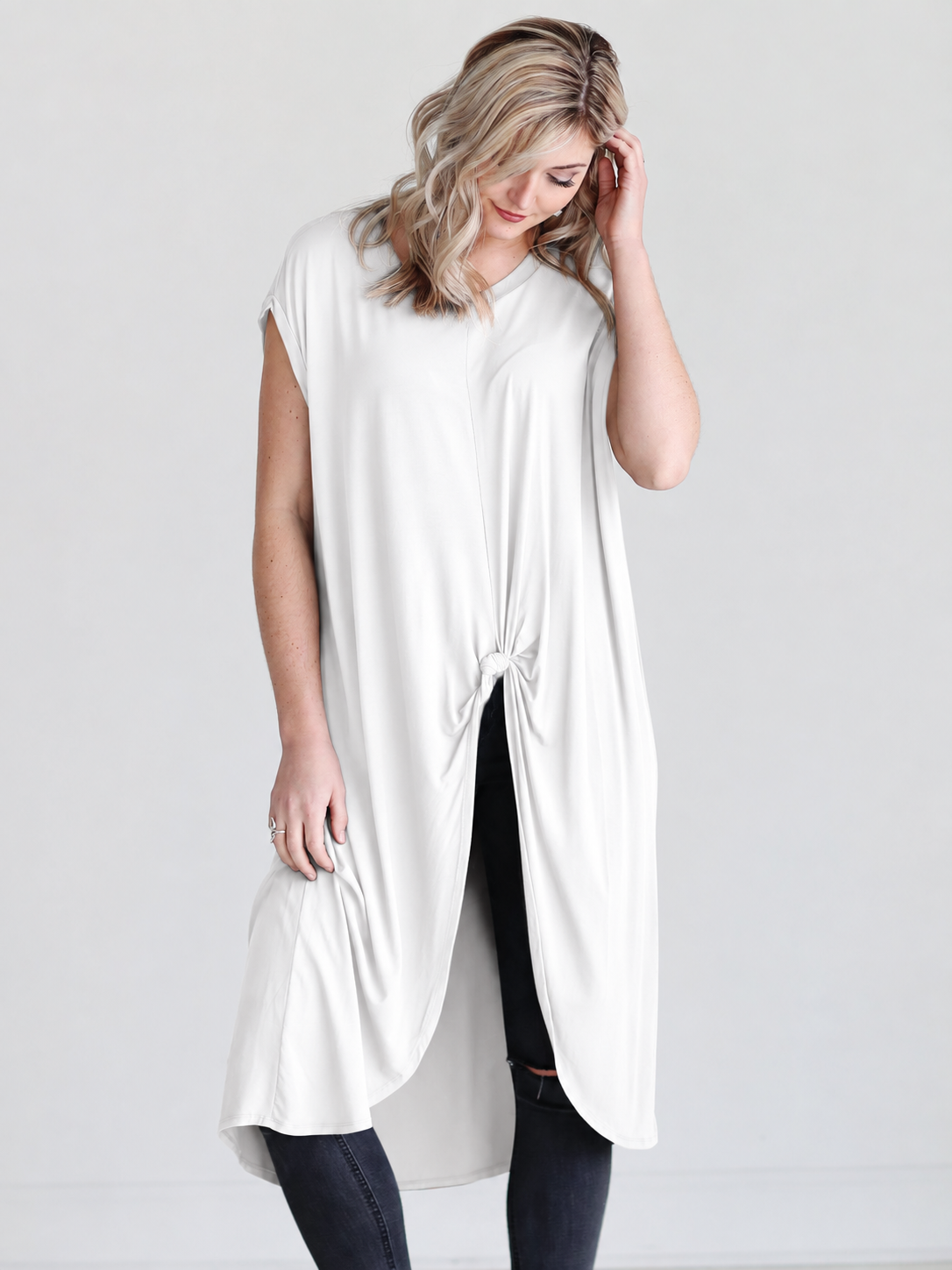 Army Dlmn Knotted High-low Top