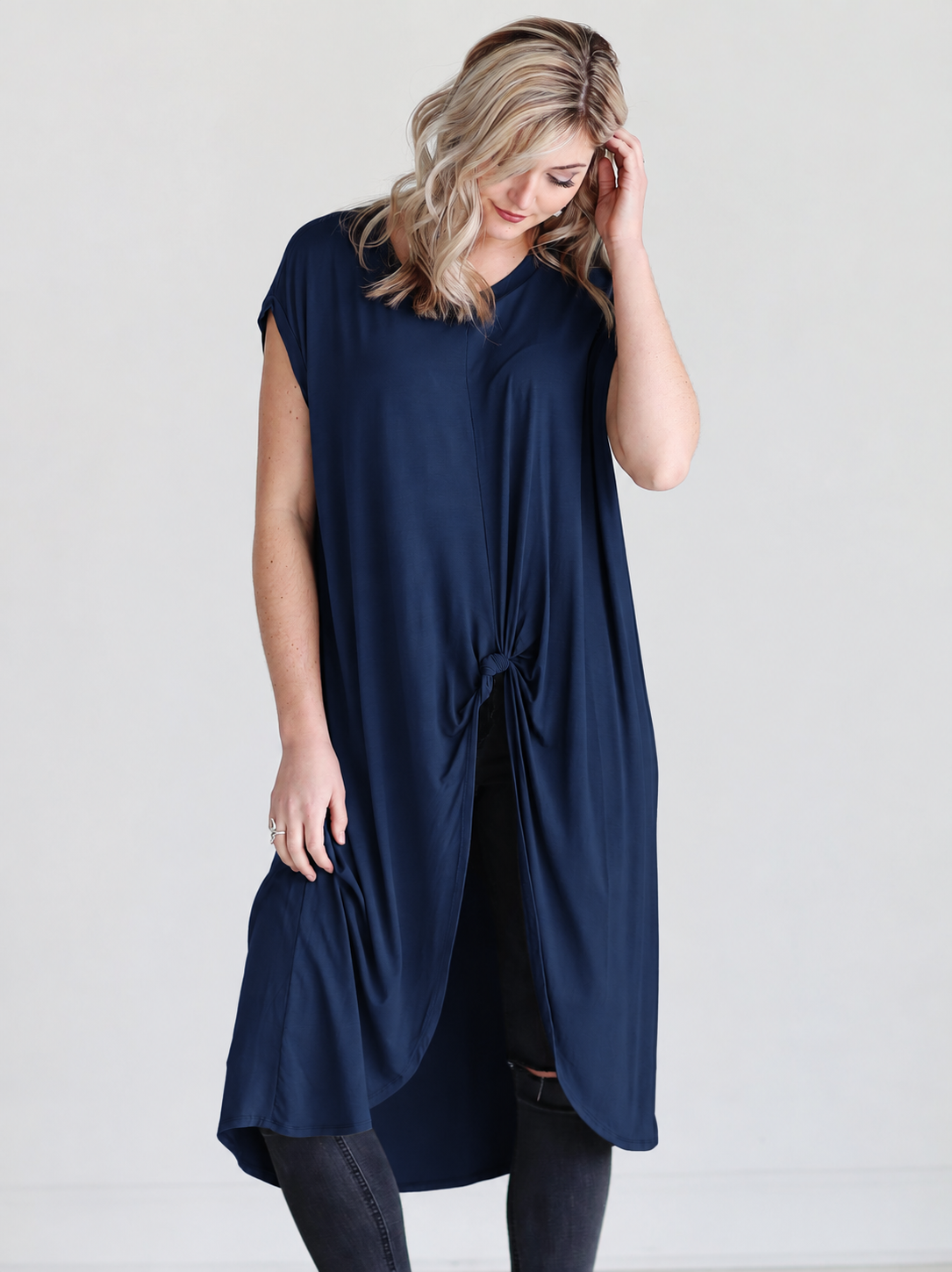 Army Dlmn Knotted High-low Top