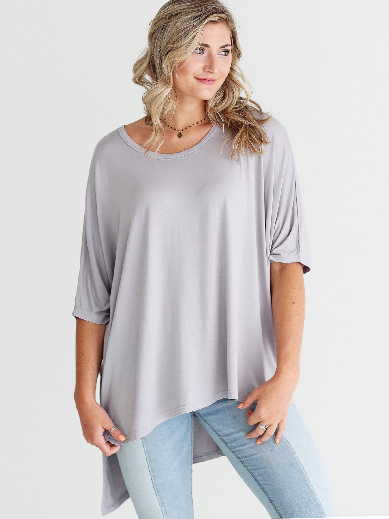 Dove Gray Dolman Sleeve