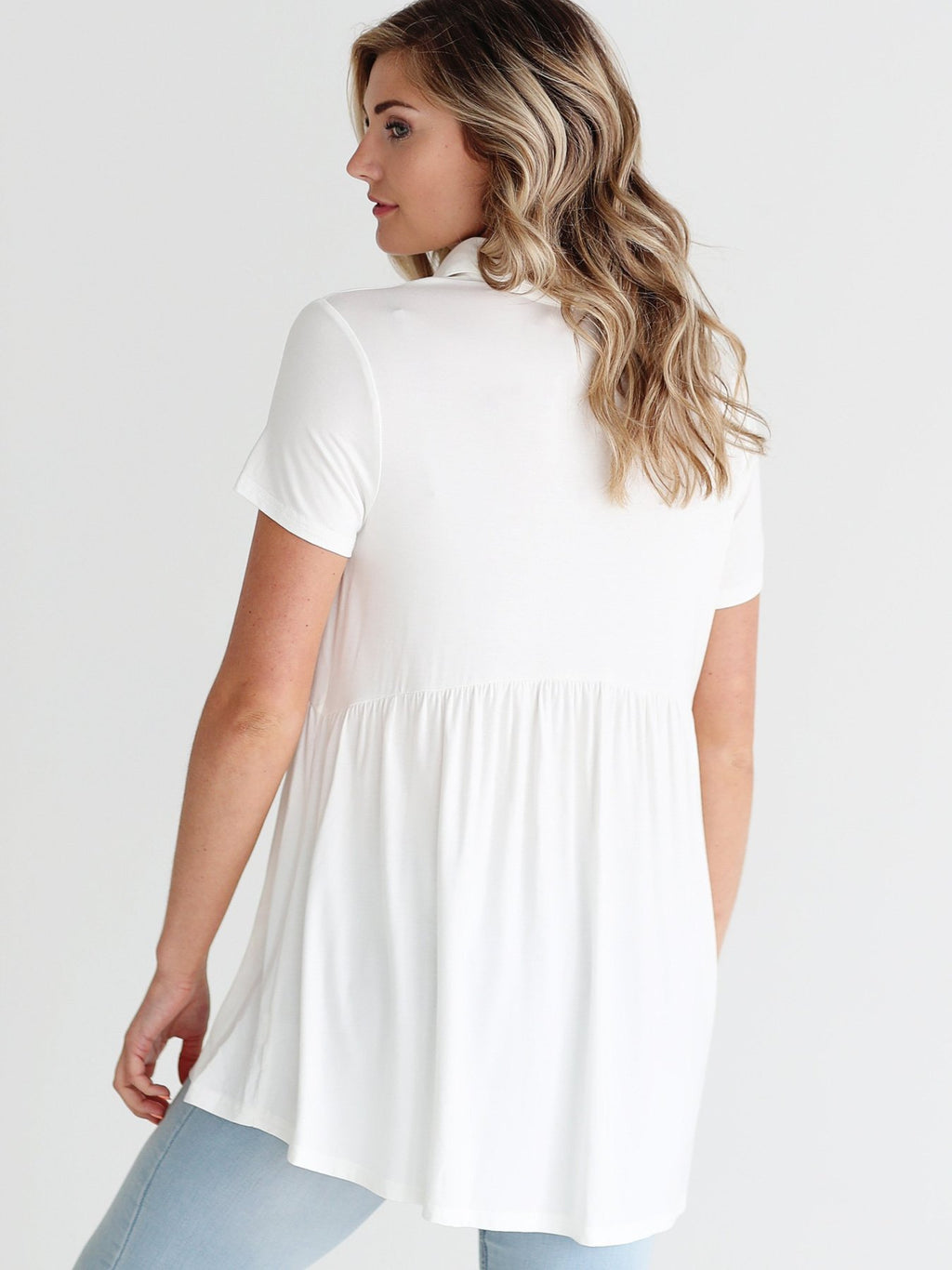 Ivory Dlmn Button Up Babydoll Top