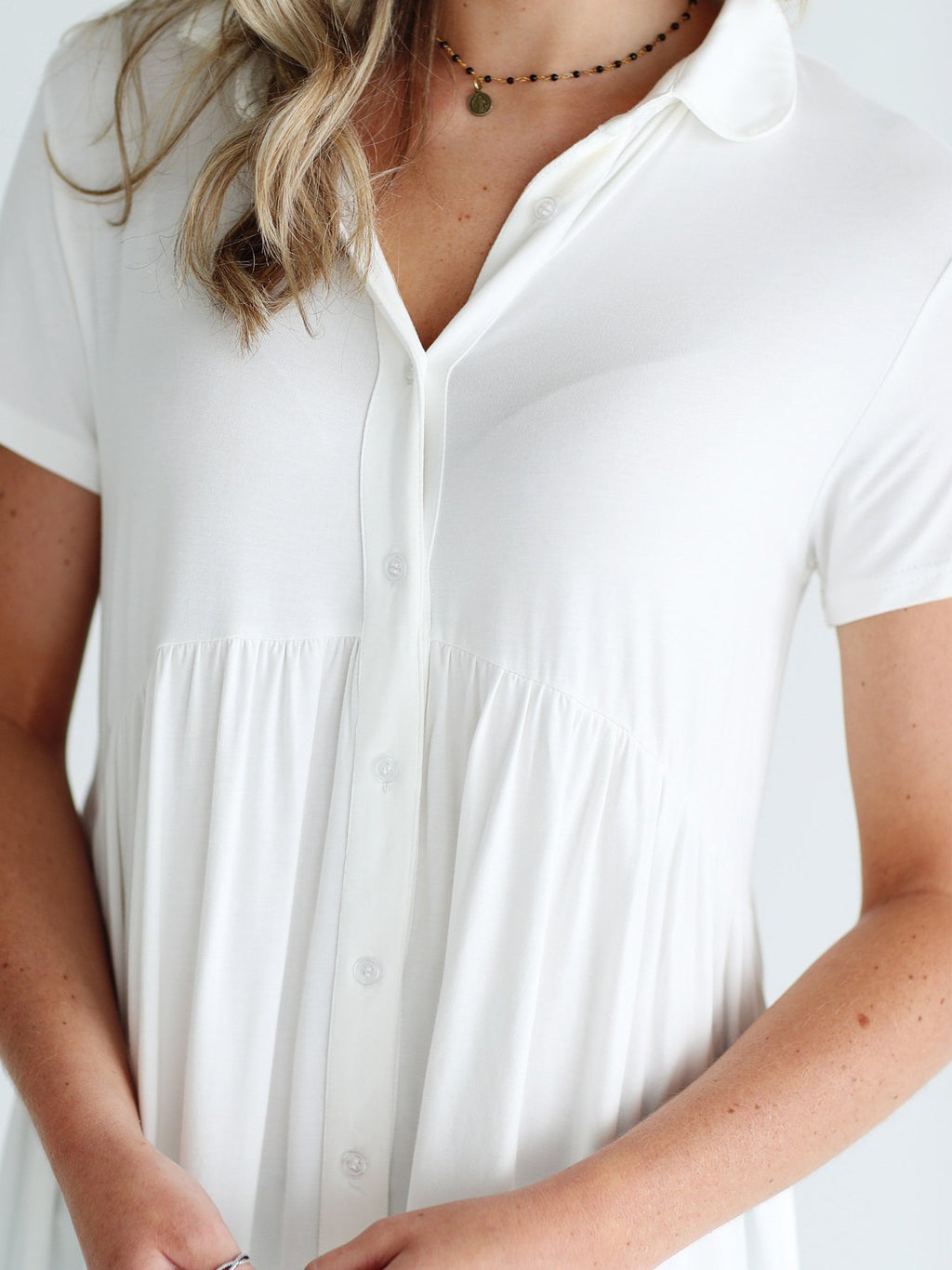Ivory Dlmn Button Up Babydoll Top