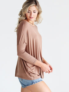 Mocha 3/4 Sleeve Top