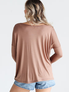 Mocha 3/4 Sleeve Top