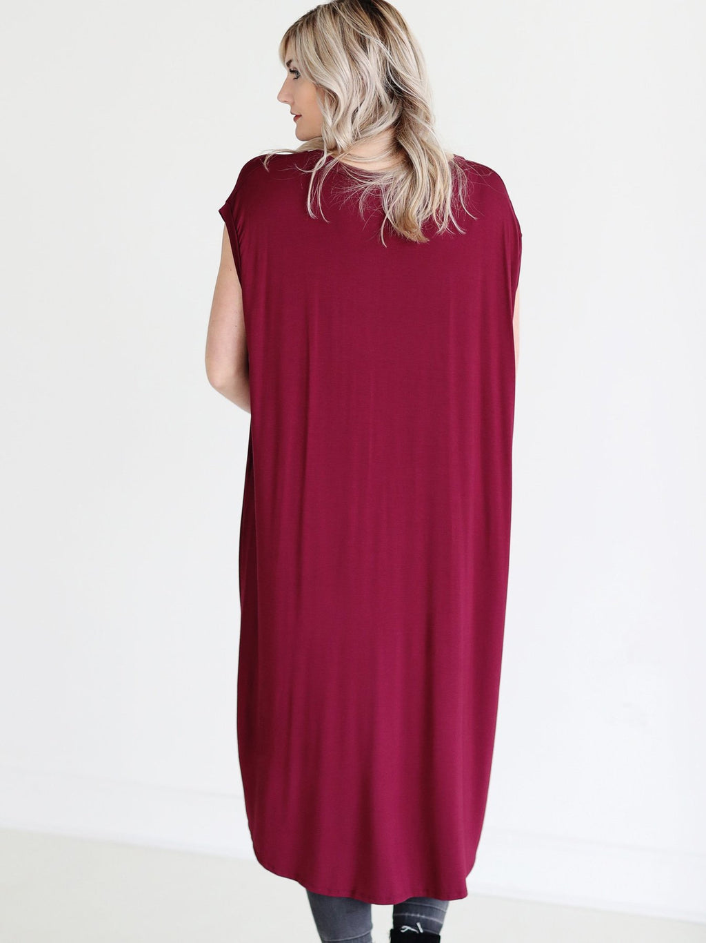 Burgundy Dlmn Knotted High-low Top