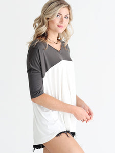 Ivory Dlmn Color Block Pocket Tee