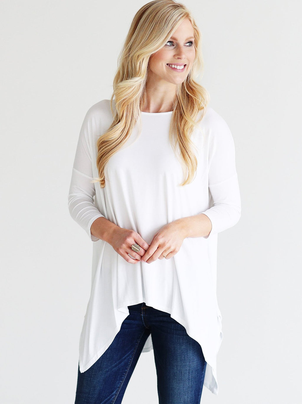 White Dlmn Handkerchief Top