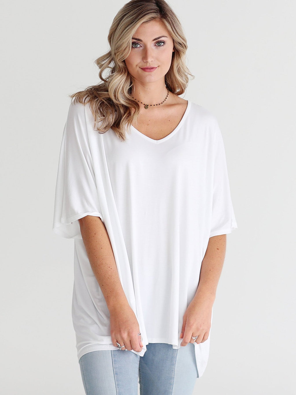 White Dlmn Slouchy Oversized Top