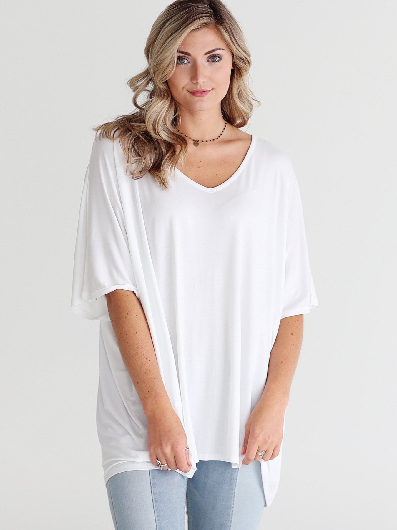 White Dlmn Slouchy Oversized Top