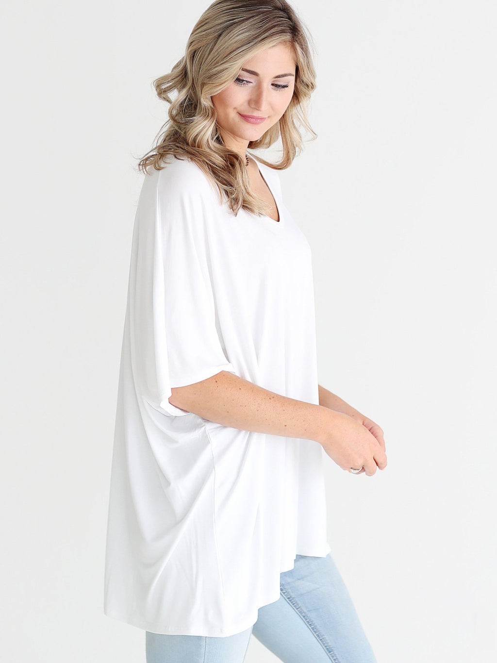 White Dlmn Slouchy Oversized Top