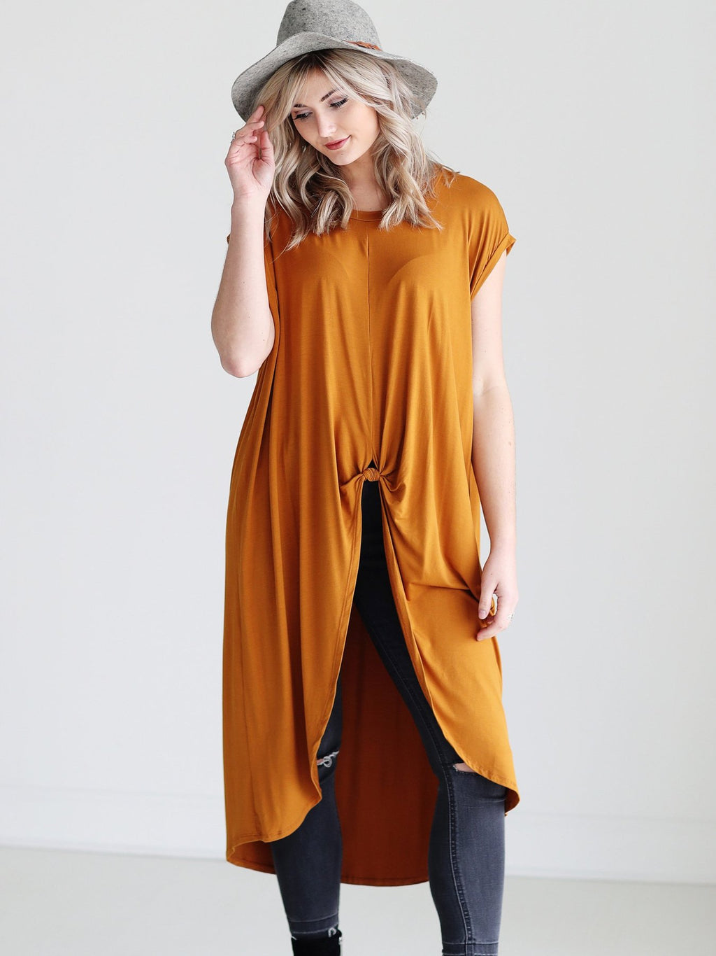 Gold Dlmn Knotted High-low Top