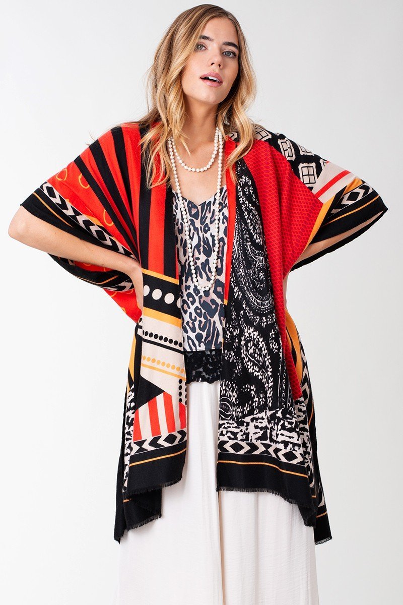 Multi Pattern Patched Kimono