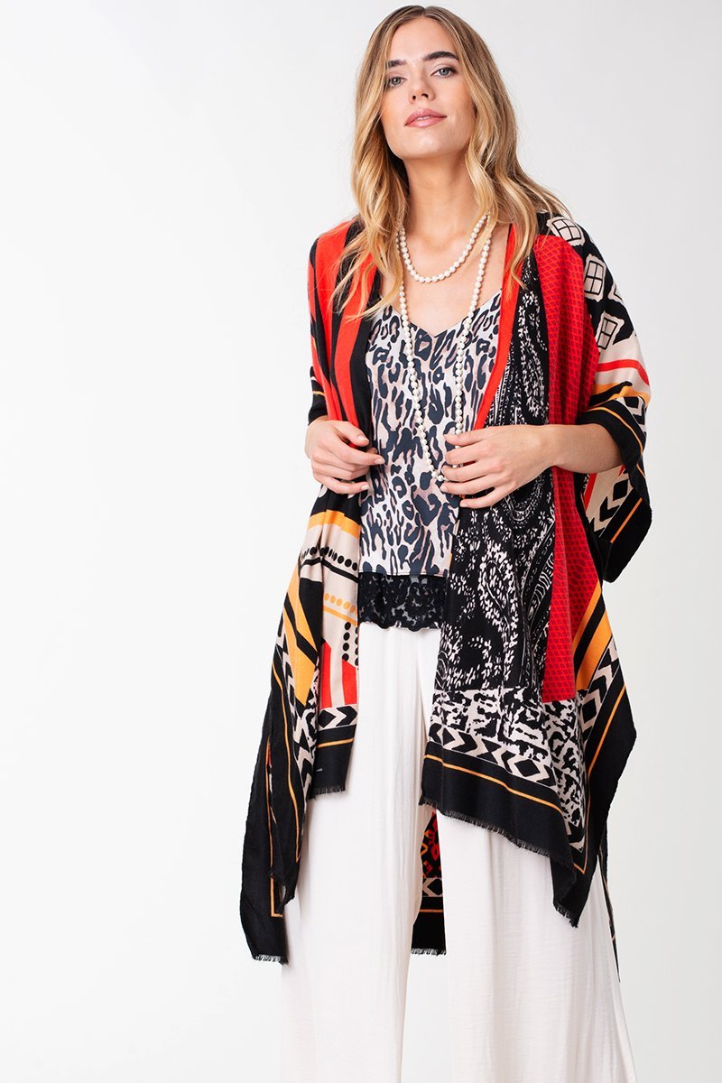 Multi Pattern Patched Kimono