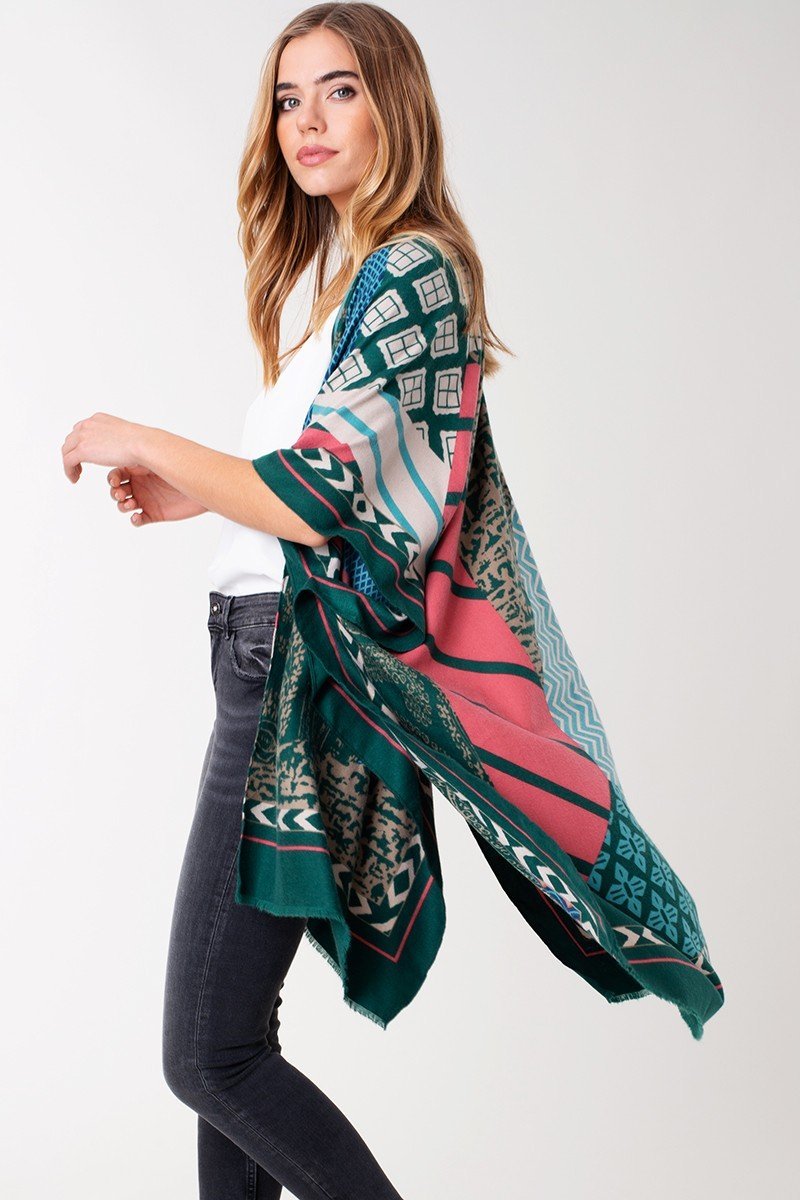 Multi Pattern Patched Kimono