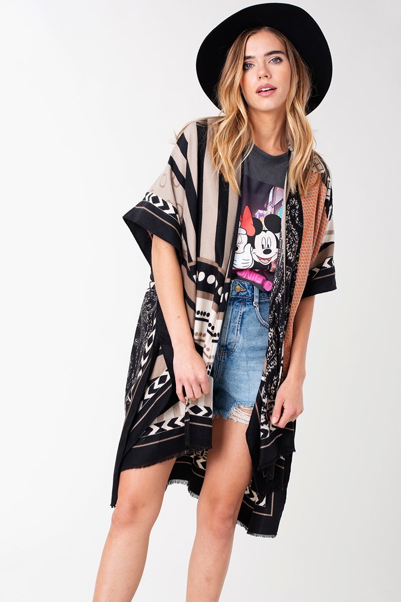 Multi Pattern Patched Kimono