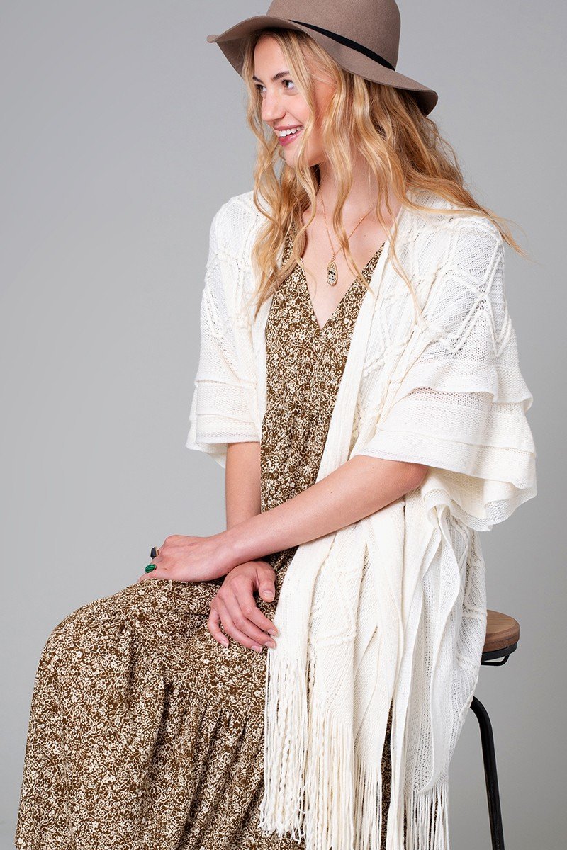 Diamond Texture Woven Kimono