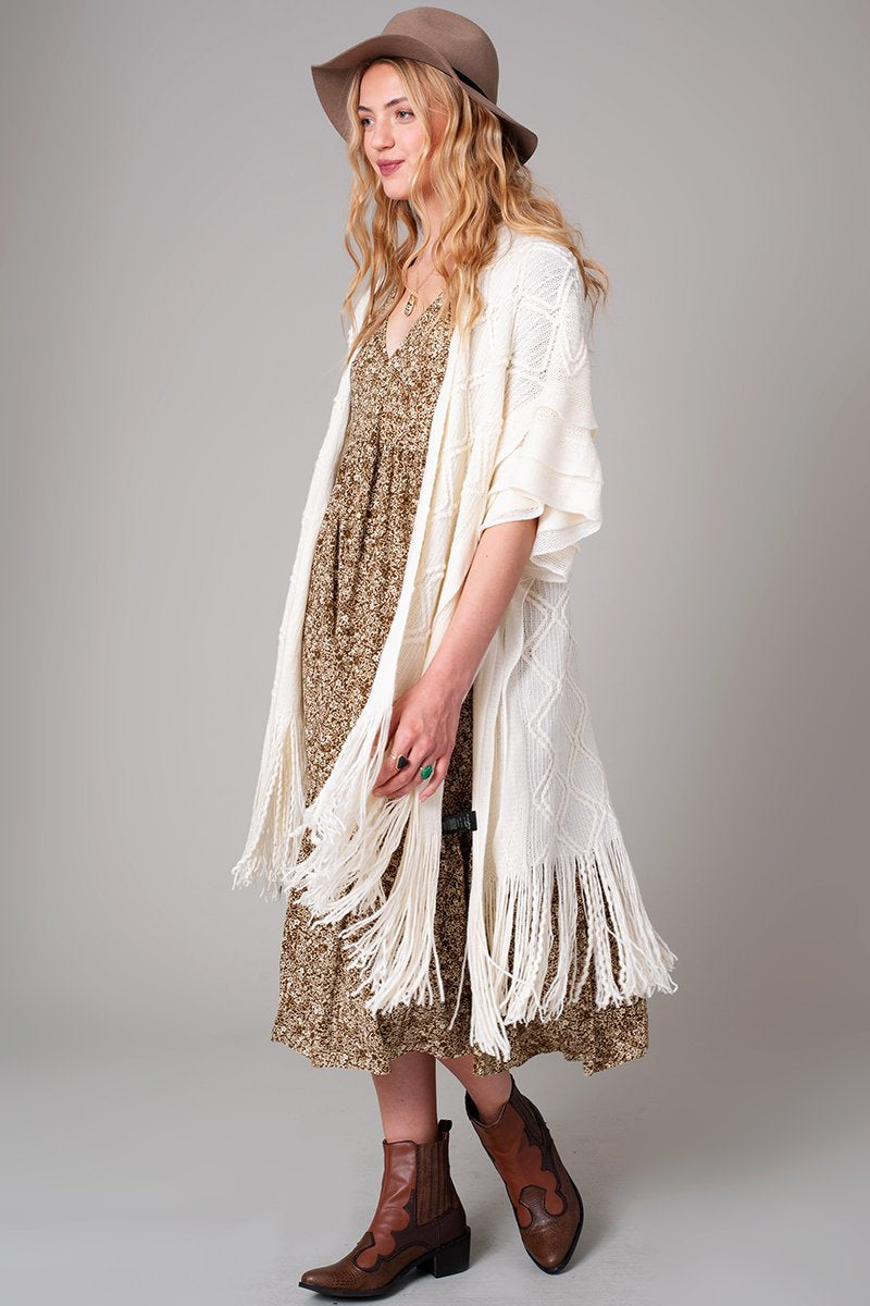 Diamond Texture Woven Kimono