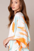 Tie Dye Print Tassels Kimono