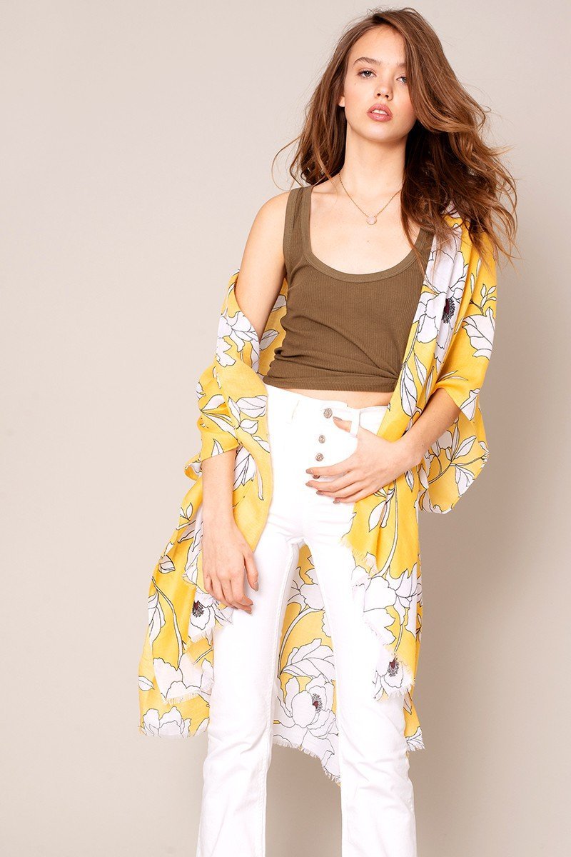 Floral Print Kimono