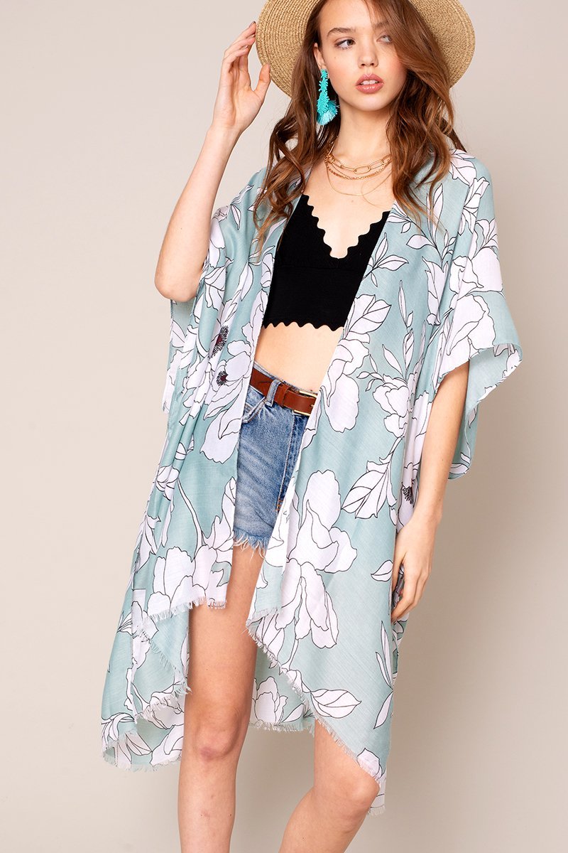 Floral Print Kimono