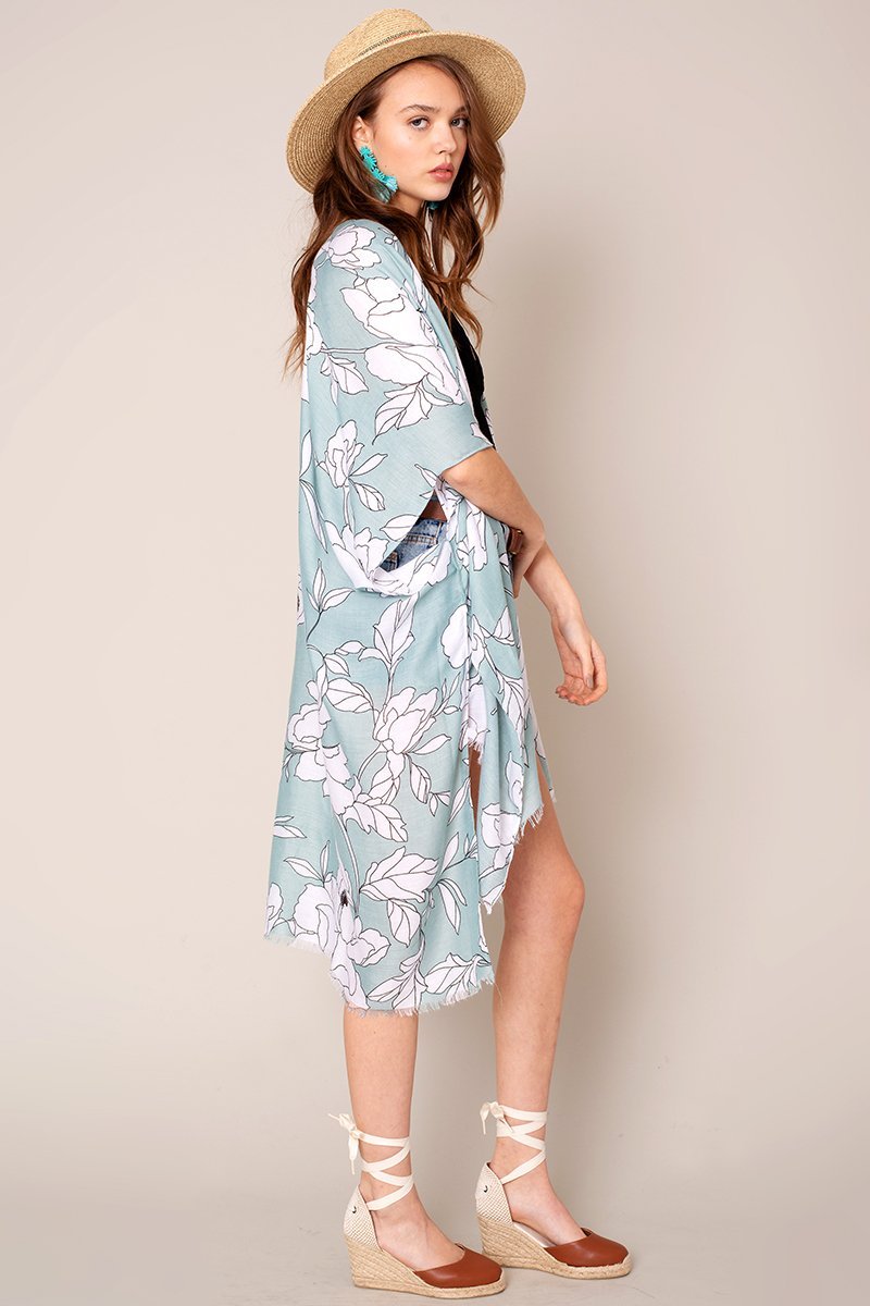 Floral Print Kimono