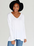 White V-neck Long Sleeve Top