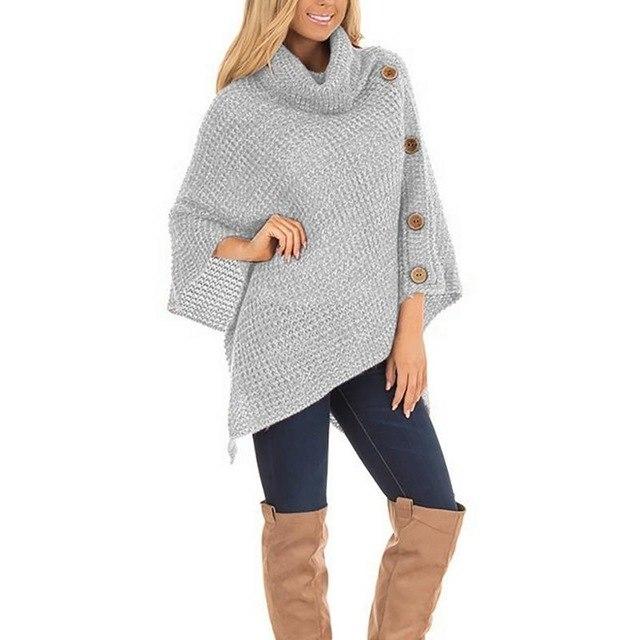 Autumn Winter Batwing Sleeve Scarf Collar Sweater Women Fashion