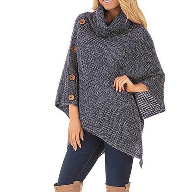 Autumn Winter Batwing Sleeve Scarf Collar Sweater Women Fashion