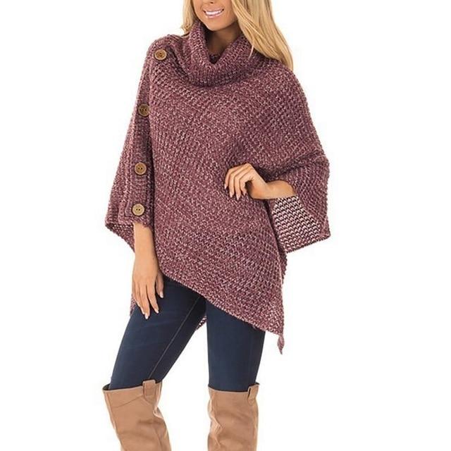 Autumn Winter Batwing Sleeve Scarf Collar Sweater Women Fashion